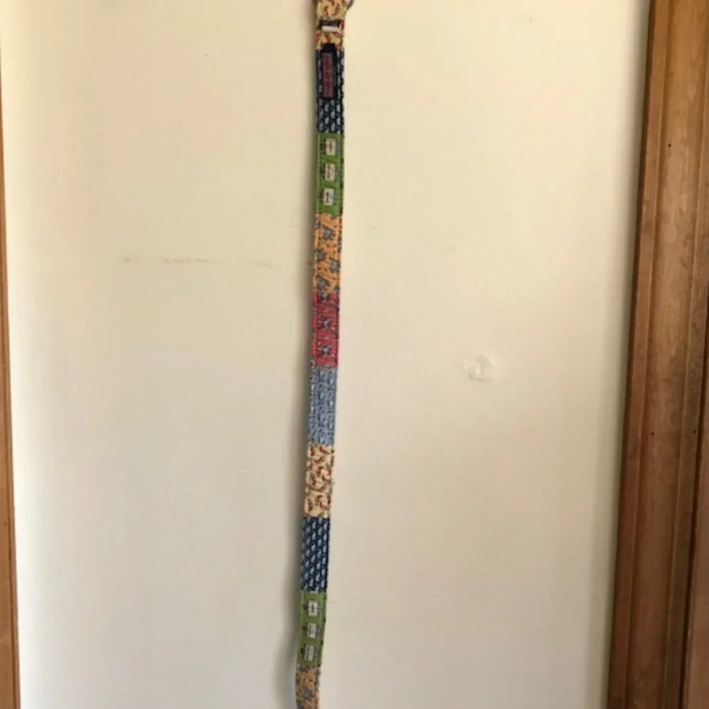 VINEYARD VINES Patchwork Kids D Ring Belt Large Blue Yellow Pink